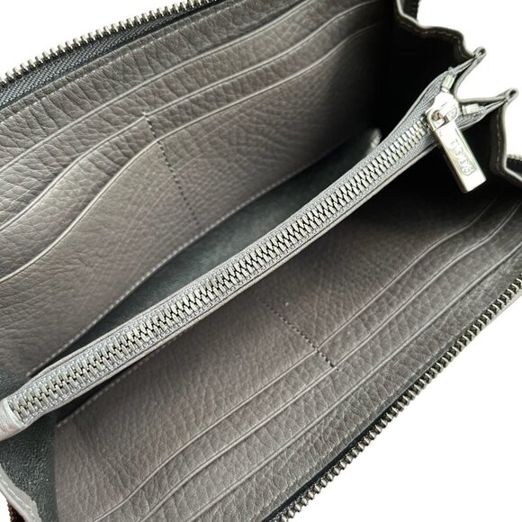 Tod's Italy Pebbled Gray Leather Ziparound Continental Wallet XAMLCTA0400EPTB408 - Picture 10 of 11